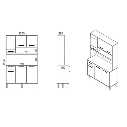 Imagem de Cozinha Compacta 6 Portas 1 Gavetas 120cm Nápoles Itatiaia