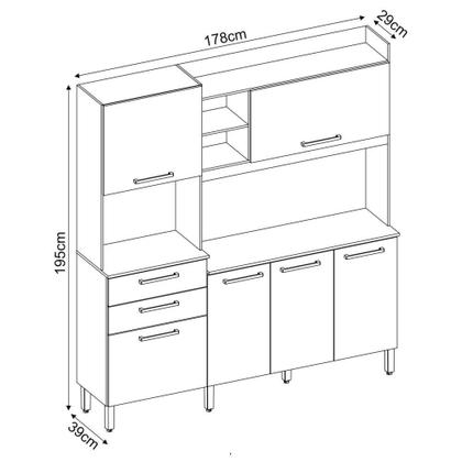 Imagem de Cozinha Compacta 6 Portas 2 Gavetas Select Demóbile