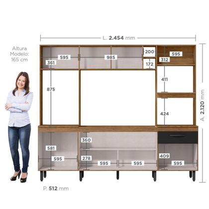 Imagem de Cozinha Compacta 6 Portas e 1 Gaveta Zoe Espresso Móveis