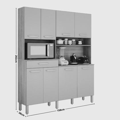 Imagem de Cozinha Compacta 8 Portas 1 Gaveta com Tampo Pratic 1600 CHF
