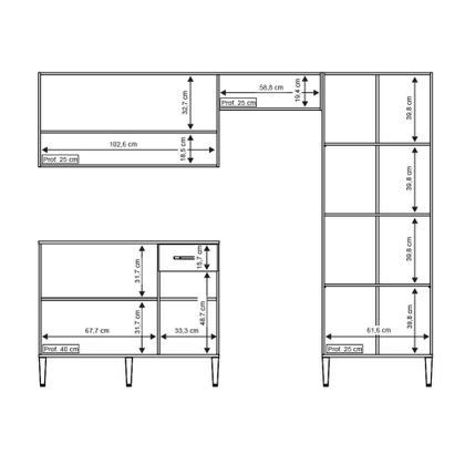 Imagem de Cozinha Compacta Arizona Classic Carvalho com Branco Carraro