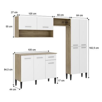 Imagem de Cozinha Compacta Arizona Classic Carvalho com Branco Carraro