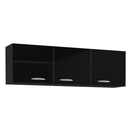 Imagem de Cozinha Compacta - Balcão de Pia + Tampo Conjunto com Aéreo 3 Portas Preto - Walmir Móveis