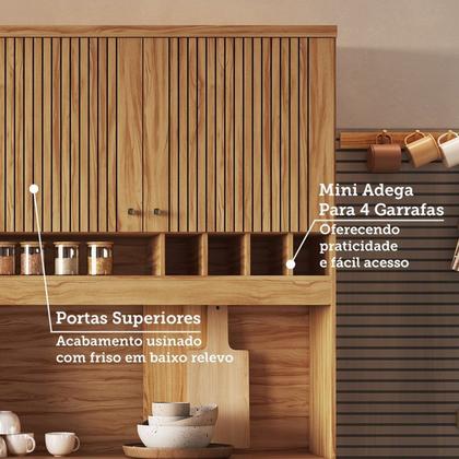 Imagem de Cozinha Compacta com 6 Portas 1 Gaveta e Mini Adega 151,30 Cm 100% Mdf Croácia Espresso Móveis