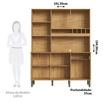 Imagem de Cozinha Compacta com 6 Portas 1 Gaveta e Mini Adega 151,30 Cm 100% Mdf Croácia Espresso Móveis