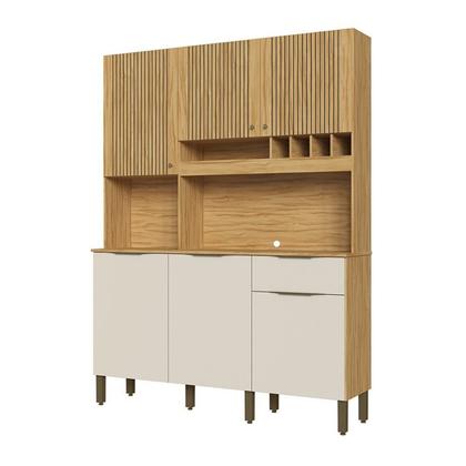 Imagem de Cozinha Compacta com 6 Portas 1 Gaveta e Mini Adega 151,30 Cm 100% Mdf Croácia Espresso Móveis