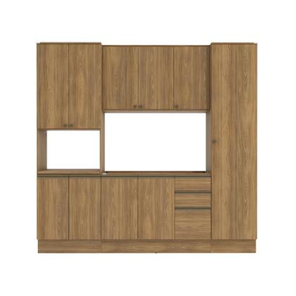Imagem de Cozinha Compacta com Kit Forno Celeste Kappesberg 100% MDF Nogueira 240cm