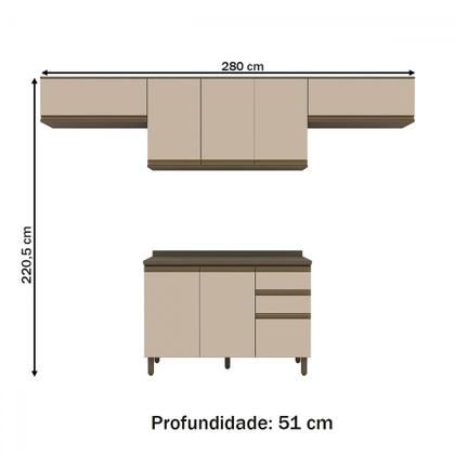 Imagem de Cozinha Compacta Connect 8 Portas 2 Gavetas 100% Mdf Duna/Cristal - Henn