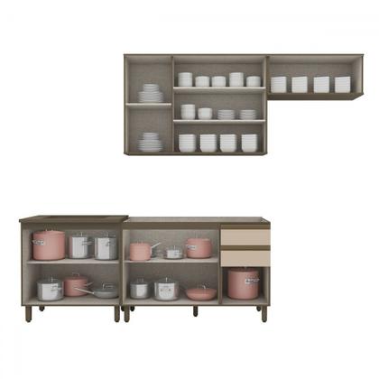 Imagem de Cozinha Compacta Connect 9 Portas 2 Gavetas com Vidro 100% Mdf Duna/Cristal - Henn