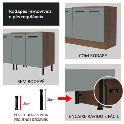 Imagem de Cozinha Compacta Madesa Agata 280002 com Armário e Balcão - Rustic/Cinza