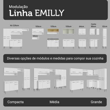 Imagem de Cozinha Compacta Madesa Emilly Top com Armário e Balcão - Branco