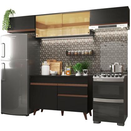 Imagem de Cozinha Compacta Madesa Reims 260003 com Armário e Balcão - Preto