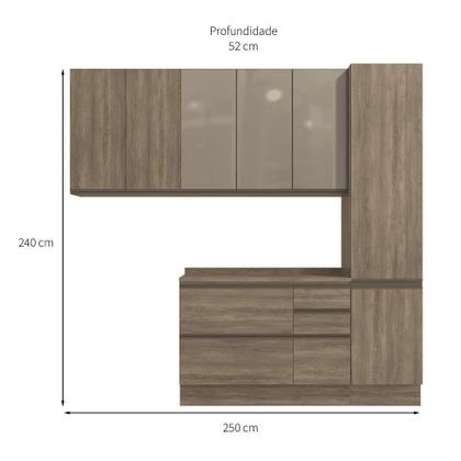 Imagem de Cozinha Compacta Maxxi I 8 PT 4 GV Nogal