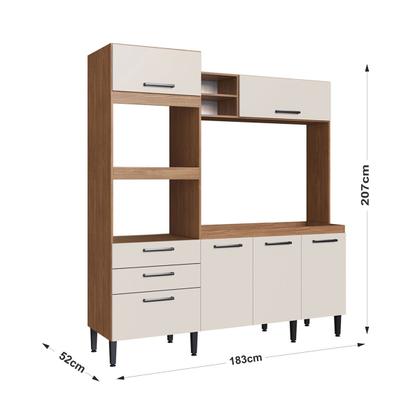 Cozinha Compacta Mel 6 Portas 2 Gavetas Freijó/Off White - Irm