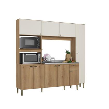 Imagem de Cozinha Compacta Moderna 230,2cm x 214cm x 52cm Marrom/Capuccino/Off White