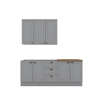 Imagem de Cozinha Compacta Modulada 3 Peças com Tampo para Cooktop Emily Cinza/Nature