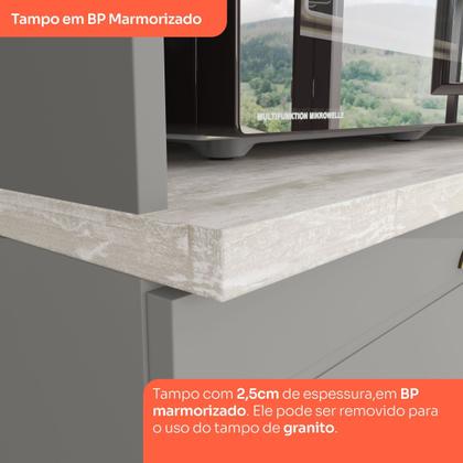 Imagem de Cozinha Compacta Modulada 4 Peças com Duplo Aéreo Emily Cinza/Calcare