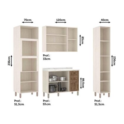 Imagem de Cozinha Compacta Modulada com 4 Peças e Tampo Sofia Luciane Móveis