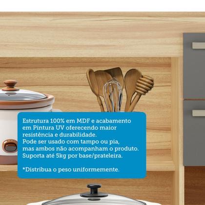 Imagem de Cozinha Compacta Napoli 6 Portas 2 Gavetas 100% Mdf com Vidro Amêndoa/Chumbo - Rio Doce