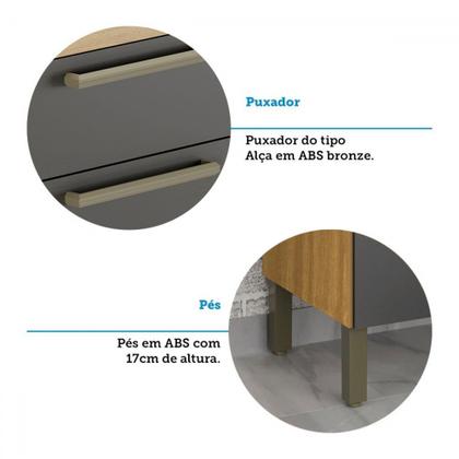 Imagem de Cozinha Compacta Napoli 7 Portas 2 Gavetas 100% Mdf com Vidro 11066 Amêndoa/Chumbo - Rio Doce