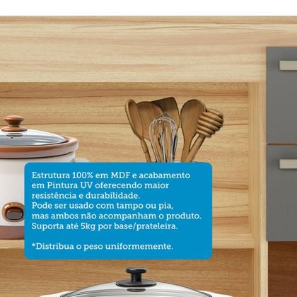 Imagem de Cozinha Compacta Napoli 7 Portas 2 Gavetas 100% Mdf com Vidro 11066 Amêndoa/Chumbo - Rio Doce