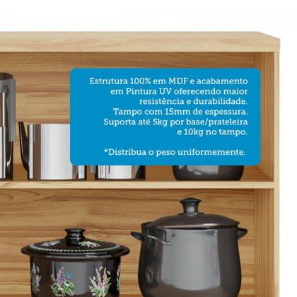 Imagem de Cozinha Compacta Napoli 7 Portas 2 Gavetas 100% Mdf com Vidro Amêndoa/Off White - Rio Doce