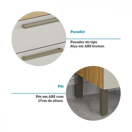 Imagem de Cozinha Compacta Napoli 7 Portas 2 Gavetas 100% Mdf com Vidro Amêndoa/Off White - Rio Doce