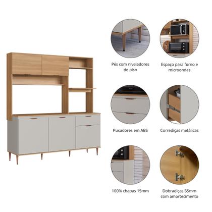 Imagem de Cozinha Compacta Nicole 1,8m com Espaço para Forno e Microondas 5 Portas 1 Gaveta