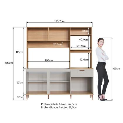 Imagem de Cozinha Compacta Nicole 1,8m com Espaço para Forno e Microondas 5 Portas 1 Gaveta