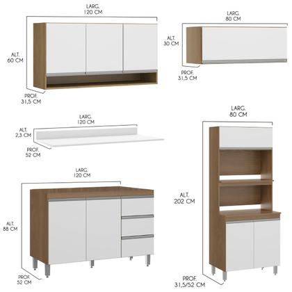 Imagem de Cozinha Compacta para Kitnet com Torre Quente 280x202 Cm 5 Peças MDP Branco MENU