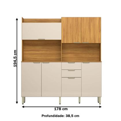 Imagem de Cozinha Compacta Pitaya 7 Portas 2 Gavetas Cinamon/Off-White - Demobile