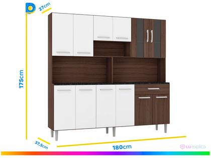 Imagem de Cozinha Compacta Poliman Móveis Clara com Balcão 12 Portas 1 Gaveta