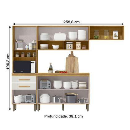 Imagem de Cozinha Compacta Sara 5 Portas 2 Gavetas Marrocos/Off White - MX Móveis