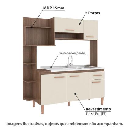 Imagem de Cozinha Compacta Sofia com 5 Portas - Teka/Champagne