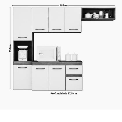 Imagem de Cozinha Compacta Suspensa 8 Portas 1 Gaveta com Tampo Brisa CHF