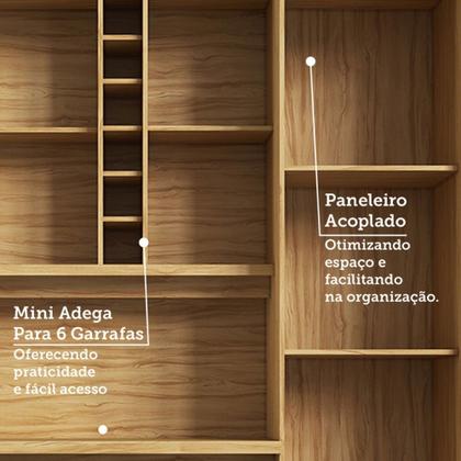 Imagem de Cozinha Compacta Touriga 6 Portas 1 Gaveta 100% Mdf com Vidro Amêndoa/Cinza - Rio Doce