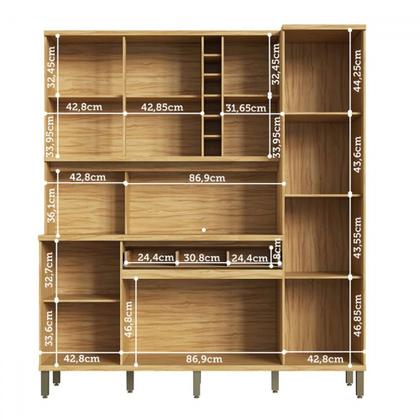 Imagem de Cozinha Compacta Touriga 6 Portas 1 Gaveta 100% Mdf com Vidro Amêndoa/Cinza - Rio Doce