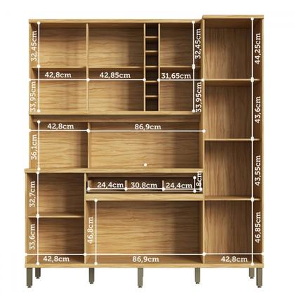 Imagem de Cozinha Compacta Touriga 6 Portas 1 Gaveta 100% Mdf com Vidro Amêndoa/Off White - Rio Doce