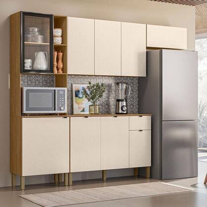 Cozinha Compacta Vert Plus Com Balcão Para Cozinha Freijó Soft