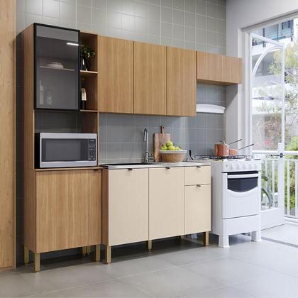 Imagem de Cozinha Compacta Vert Plus com Balcão Para Pia Freijó Freijó Soft - Kits Paraná