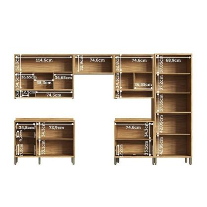 Imagem de Cozinha Completa 100% Mdf 6 Peças 12 Portas 4 Gavetas e Vidro 354cm Vicenza Espresso Móveis