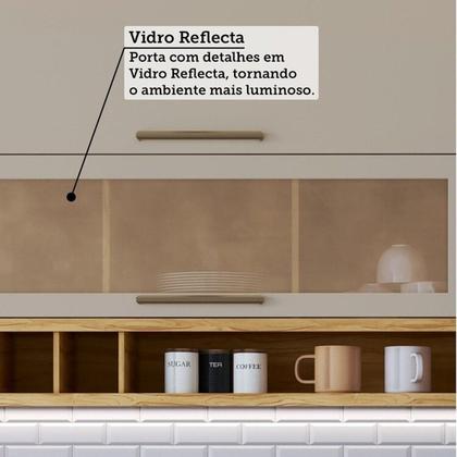 Imagem de Cozinha Completa 100% Mdf 6 Peças 12 Portas 4 Gavetas e Vidro 354cm Vicenza Espresso Móveis