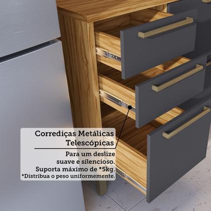 Imagem de Cozinha Completa 100% Mdf 6 Peças 12 Portas 4 Gavetas e Vidro 354cm Vicenza Espresso Móveis