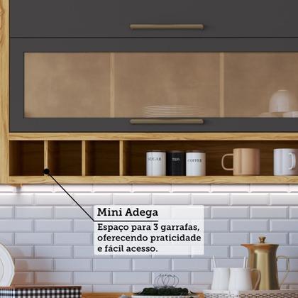 Imagem de Cozinha Completa 100% Mdf 6 Peças 12 Portas 4 Gavetas e Vidro 354cm Vicenza Espresso Móveis