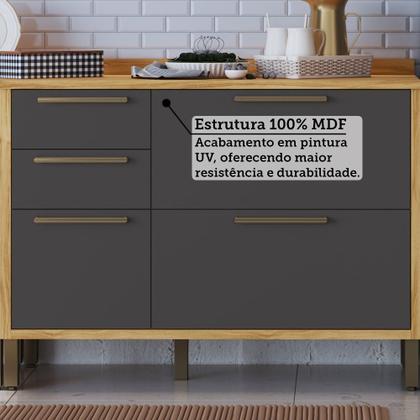 Imagem de Cozinha Completa 100% Mdf 6 Peças 12 Portas 4 Gavetas e Vidro 354cm Vicenza Espresso Móveis