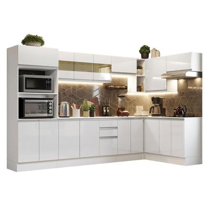 Imagem de Cozinha Completa 100% MDF Madesa Smart de Canto - Frentes Branco Brilho