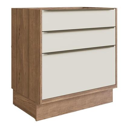 Imagem de Cozinha Completa 100% MDF Modular Édez Une, 15 Portas 6 Gavetas e Tampo, Off White e Louro Freijó