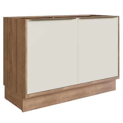 Imagem de Cozinha Completa 100% MDF Modular Édez Une, 15 Portas 6 Gavetas e Tampo, Off White e Louro Freijó