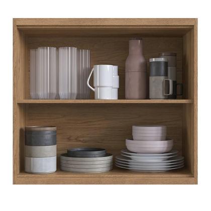 Imagem de Cozinha Completa 100% MDF Modular Édez Une, 15 Portas 6 Gavetas e Tampo, Off White e Louro Freijó