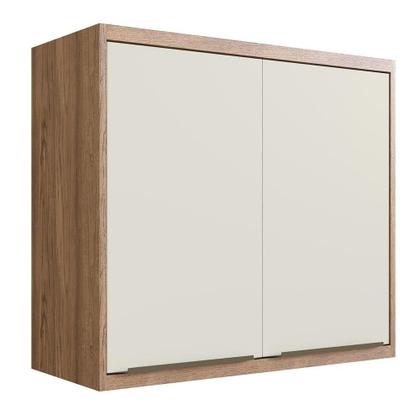 Imagem de Cozinha Completa 100% MDF Modular Édez Une, 15 Portas 6 Gavetas e Tampo, Off White e Louro Freijó
